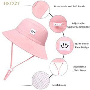 Baby Sun Hat Smile Face Toddler UPF 50+ Sun Protective Bucket hat Nice Beach hat for Baby Girl boy Adjustable Cap Pink