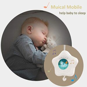 Baby Crib Mobile with Projrctor and Relaxing Music, Hanging Rotating Animals Rattles Nursery Gift Toy for Newborn 0-24 Months Boys and Girls Sleep