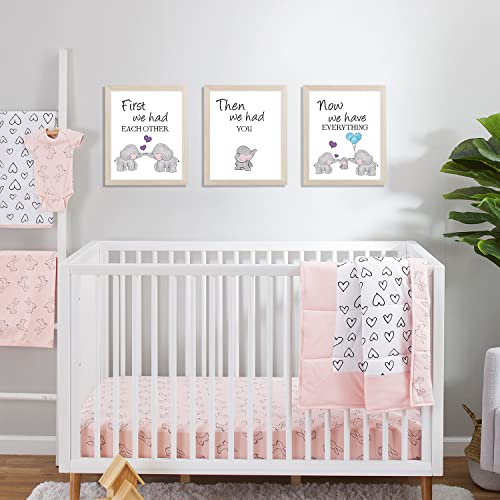 KAIRNE Elephant Nursery Canvas Wall Art ,Elephant Baby Stuff Set of 3(8X10inch,Framed)Family Inspirational Wall Art Elephant Wall Decor Baby Room Cute Animal Picture For Mom Gifts Baby Elephant Nursery Decor