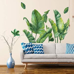 Green Banana Leaf Tropical Plants Leaves Wall Decals Peel and Stick, Removable Jungle Tree Leaf Wall Stickers Mural, DIY Wall Art Decor Home Decorations for Bedroom Living Room Nursery, 29.5x43.3inch