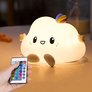 cloud led night light for kids soft silicone light for nursery bedroom colorful sleep light with touch sensor and remote control lamp for children bedroom perfect gifts choice