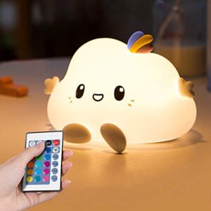 Cloud LED Night Light for Kids Soft Silicone Light for Nursery Bedroom Colorful Sleep Light with Touch Sensor and Remote Control Lamp for Children Bedroom Perfect Gifts Choice