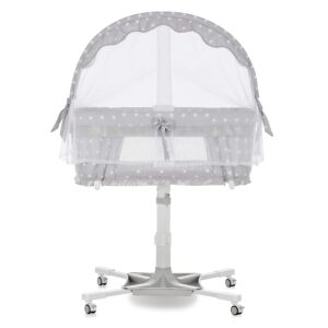 dream on me breeze swivel baby bassinet in grey, 4 adjustable height positions, sturdy and lightweight portable bassinet, breathable mesh sides with waterproof mattress pad