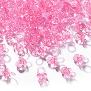 150 mini acrylic pacifiers for baby shower game, 0.86 inch bulk chupones para gender reveal party favors table decoration (pink)
