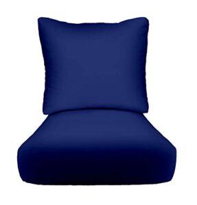 rsh décor indoor outdoor pillow back deep seating chair cushion set, 23”x 24” x 5” seat and 25” x 21” back, choose color (royal)