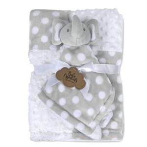 baby blanket with matching stuffed animal lovey for baby boys and girls baby stuffed animal with blanket (grey elephant set)