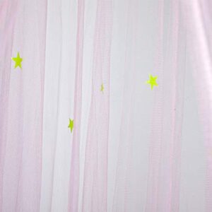 BCBYou Bed Canopy Mosquito Net with Fluorescent Stars Glow in Dark for Baby, Kids, and Adults, for Cover The Baby Crib, Kid Bed, Girls Bed Or Full Size Bed (Pink)