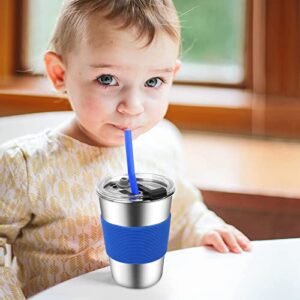 Vermida Kids Cups with Straws and Lids,12oz Spill Proof Toddlers Straws Tumbler with Lids,Stainless Steel Smoothie Sippy Cups with Lids,Metal Toddler Preschooler Cups with Lid for School,Outdoor