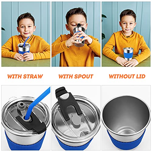 Vermida Kids Cups with Straws and Lids,12oz Spill Proof Toddlers Straws Tumbler with Lids,Stainless Steel Smoothie Sippy Cups with Lids,Metal Toddler Preschooler Cups with Lid for School,Outdoor