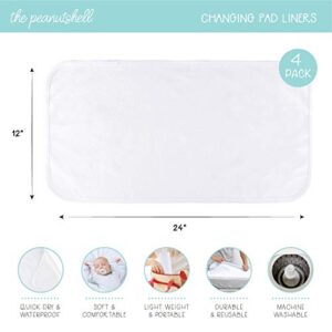 The Peanutshell Waterproof Diaper Changing Pad Liners | 4 Pack Set for Changing Pad, Bassinet or Crib | Washable & Reusable