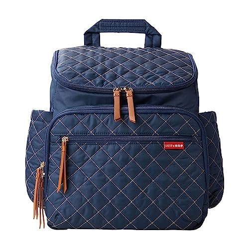 Skip Hop Diaper Bag Backpack: Forma, Multi-Function Baby Travel Bag with Changing Pad & Stroller Attachment, Navy