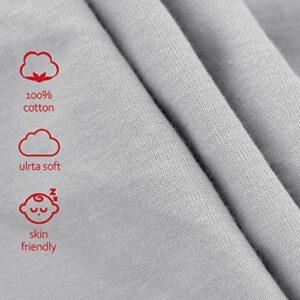 Pack n Play Fitted Sheet, 100% Cotton, Stretchy Pack n Play Sheets, Ultra Soft Breathable Mini Crib Sheets, Convertible Playard Mattress Cover, Hypoallergenic Playard Playpen Sheet, Grey