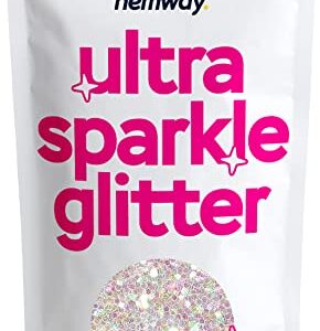 Hemway Premium Ultra Sparkle Glitter Multi Purpose Metallic Flake for Arts Crafts Nails Cosmetics Resin Festival Face Hair - Mother of Pearl Iridescent - Super Chunky (1/8" 0.125" 3mm) 100g / 3.5oz