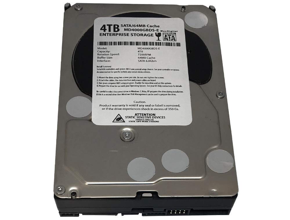 MaxDigital 4TB 7200RPM 64MB Cache SATA 6.0Gb/s (Enterprise Storage) 3.5inch Internal Hard Drive (Renewed)