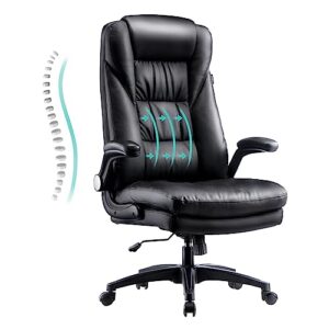 hbada executive office chair, big and tall desk chair 400lbs wide seat, high back pu leather ergonomic computer chair with adjustable armrest, 360° swivel office chair adjustable height, black