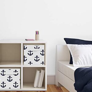 Sweet Jojo Designs Navy Blue White Anchors Foldable Fabric Storage Cube Bins Boxes Organizer Toys Kids Baby Childrens - Set of 2 - Nautical Theme Ocean Sailboat Sea Sailor Anchor Unisex Gender Neutral