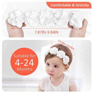 Baby Girls Headband Flower Birthday Crown Hair Accessories-Gift for Baby White