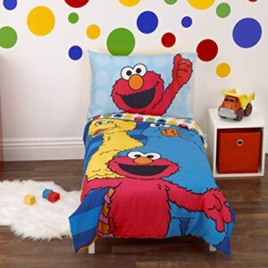 Sesame Street - Yellow, Blue, Red 2Piece Toddler Sheet Set with Fitted Crib Sheet & Pillowcase, Yellow, Blue, Red, Green