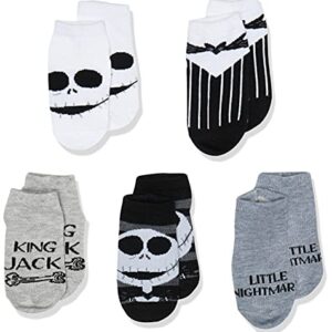 Disney unisex baby Disney Nightmare Before Christmas 5 Pack Shorty Socks, Black White Multi, 2-4T US