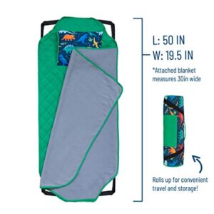 Wildkin Kids Modern Nap Mat with Reusable Pillow for Boys & Girls, Perfect for Elementary Sleeping Mat, Features Elastic Corner Straps, Soft Cotton Blend Materials Nap Mat for Kids(Jurassic Dinosaurs)