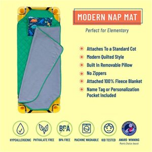 Wildkin Kids Modern Nap Mat with Reusable Pillow for Boys & Girls, Perfect for Elementary Sleeping Mat, Features Elastic Corner Straps, Soft Cotton Blend Materials Nap Mat for Kids(Jurassic Dinosaurs)