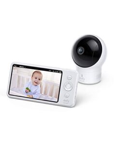 eufy security, spaceview pro video baby monitor with 5" screen, two-way audio, security camera, 720p, pan & tilt, night vision, lullaby player, wide angle lens not included (no app required)