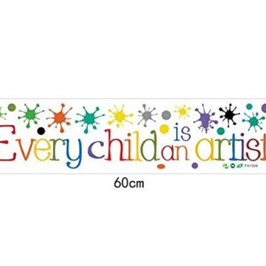 Orange Can Every Child is an Artist Wall Decals for Kids Art Classroom Decor-Crayon Paint Splash with Children Artist Quotes Wall Stickers for Infant Daycare Preschool Playroom