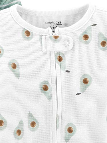 Simple Joys by Carter's Baby Boys' 2-Way Zip Thermal Footed Sleep and Play, Pack of 2, Stripe, 0-3 Months