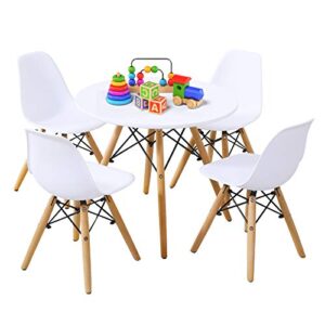 happygrill 5-pieces kids table chairs set modern style toddler children dining gaming table set