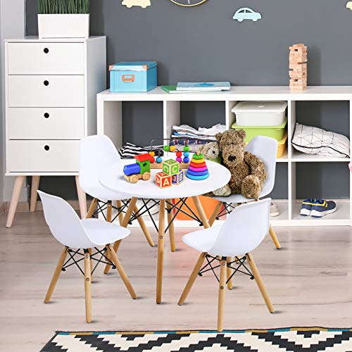 HAPPYGRILL 5-Pieces Kids Table Chairs Set Modern Style Toddler Children Dining Gaming Table Set