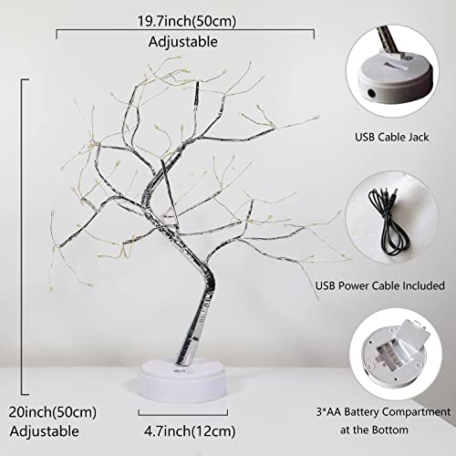 20" Desktop Bonsai Tree Light DIY Artificial Tree 108 Lighting for Indoor Wedding Gifts with Battery and USB Power