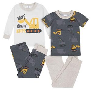 gerberbaby boystoddler snug fit 4-piece pajama setdump truck grey2t