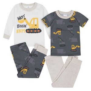 GerberBaby BoysToddler Snug Fit 4-Piece Pajama SetDump Truck Grey2T