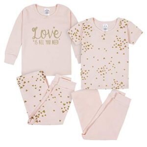 gerberbaby girlstoddler snug fit 4-piece pajama setlove pink18 months