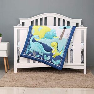 udyr dinosaur crib bedding set for boys 3 pcs(blue)