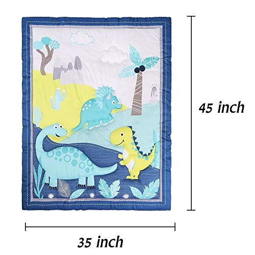 UDYR Dinosaur Crib Bedding Set for Boys 3 pcs(Blue)