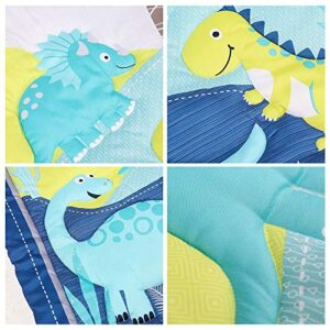 UDYR Dinosaur Crib Bedding Set for Boys 3 pcs(Blue)