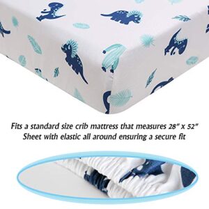 UDYR Dinosaur Crib Bedding Set for Boys 3 pcs(Blue)