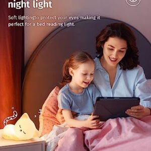 Mubarek Cat Night Light for Kids, 16 Colors Dimmable Kids Night Light, Remote Silicone Night Lights for Kids Room, 1800mAh Rechargeable Cute Lamp,Timer Baby Night Light for Kids,Cute Gifts for Girls