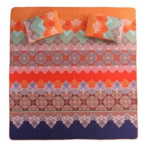 Exclusivo Mezcla Cotton Boho Twin Size Quilt Set, Soft Reversible Bohemian Bedspreads Lightweight Bedding Set Bed Cover for All Seasons, 2 Piece (1 Quilt, 1 Pillow sham)