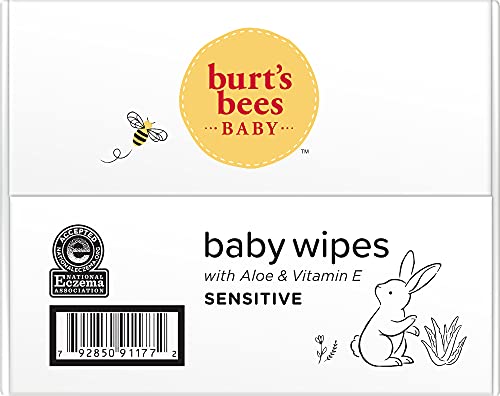 Burt's Bees Baby Wipes, Unscented Towelettes for Sensitive Skin, Hypoallergenic & Non-Irritating, All Natural with Soothing Aloe & Vitamin E, Fragrance Free, 72 count ( Pack of 10)