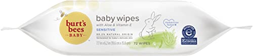 Burt's Bees Baby Wipes, Unscented Towelettes for Sensitive Skin, Hypoallergenic & Non-Irritating, All Natural with Soothing Aloe & Vitamin E, Fragrance Free, 72 count ( Pack of 10)