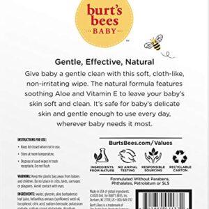 Burt's Bees Baby Wipes, Unscented Towelettes for Sensitive Skin, Hypoallergenic & Non-Irritating, All Natural with Soothing Aloe & Vitamin E, Fragrance Free, 72 count ( Pack of 10)