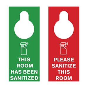 please sanitize this room this room has been sanitized door hanger, 3.5" x 8.5", for hotel, motel, inn, school, nursing home professional cleaner (pack of 100)
