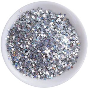 art craft glitter, 3mm star shaped holographic chunky flakes sequins for slime, nail art,tumblers, resin craft, festival party - 0.35oz (10g) (silver)