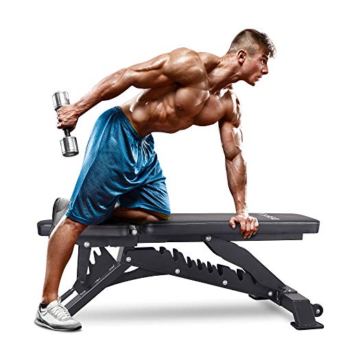 DERACY Deluxe Adjustable Weight Bench for Full Body Workout, Weight Capacity 1100 lbs, Incline and Flat Weight Bench for Indoor Workout, Home Gym