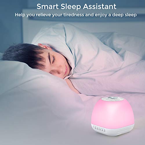 TOZO NL1 White Noise Machine with 32 Hi-fi Soothing Sounds, Adjustable Night Light, Timer & Memory Function, Built-in Rechargeable Battery or Adapter Charging, Sound Machine for Sleeping, Study & Work