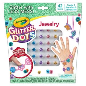 crayola glitter dots jewelry making kit, diy charm bracelets & necklaces, gift for girls and boys, ages 5, 6, 7, 8, multi