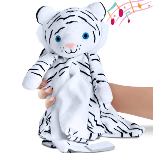 Portable Sound Machine Baby - White Noise & Lullaby – Toddler Sleep Aid - Baby Boy or Girl - Baby Shower - White Tiger Baby Blanket – Plush & Cuddly – Miracle for Reducing Night Time Wake ups