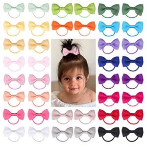 baby hair ties with bows for toddler - 2 inch elastic ponytail holders small hair ties for baby girls infants hair accessories 40 pieces